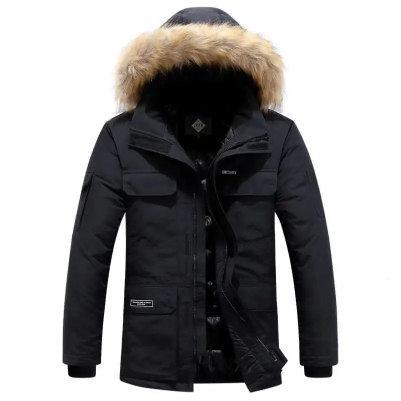 Male Keep Warm Fur Collar White Duck Down Winter Jacket 30 Degree Parkas Men Windproof Hooded Thicken Multipocket Coat 241018
