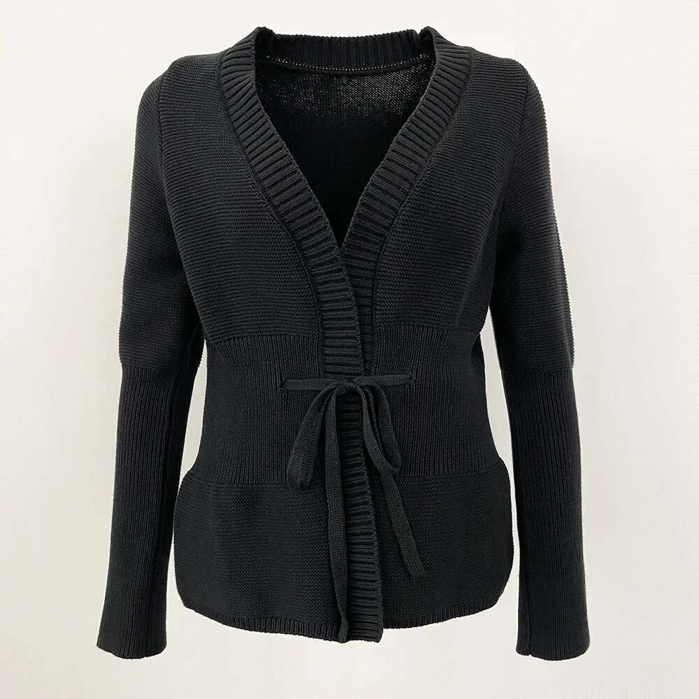 2024 New Fashion Casual Spring Autumn Jacket Women Warm Elegant Knitwear Coat Female Office Lady Knit Belt Sweater