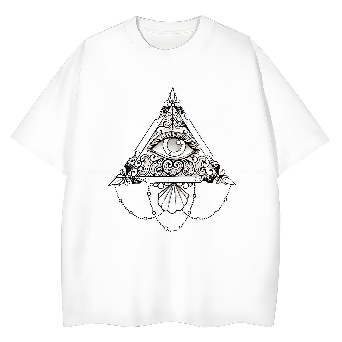 New Women T Shirts 230g Pure Cotton Crew Neck Breathable Summer Casual eye of the devil Tshirt for Man Woman Wholesale Cartoon Floral Printing Clothin