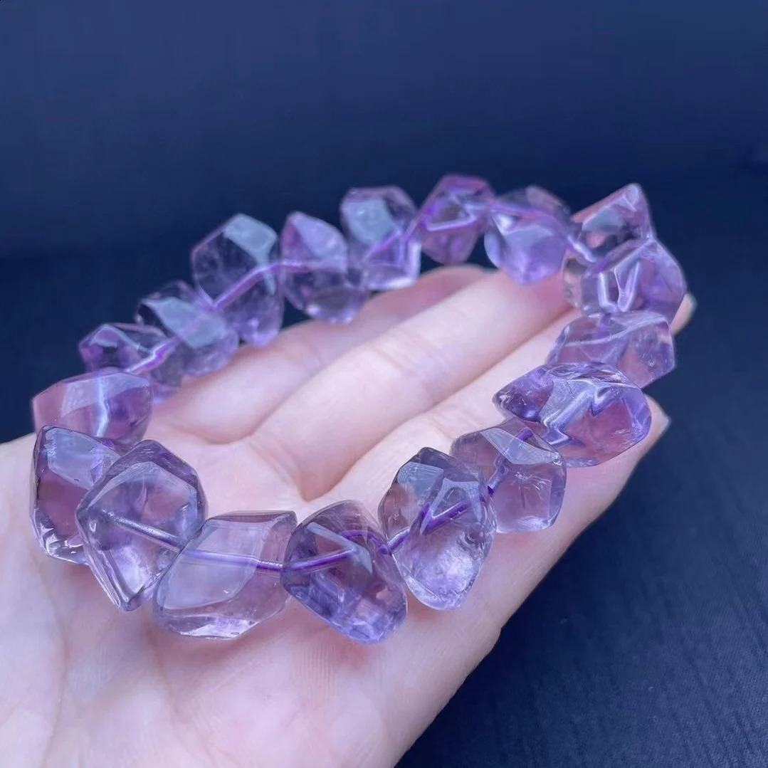 1 piece of Fengbaowu natural amethyst lemon bracelet with irregular shape beads spiritual healing stone fashionable jewelry gift 241018