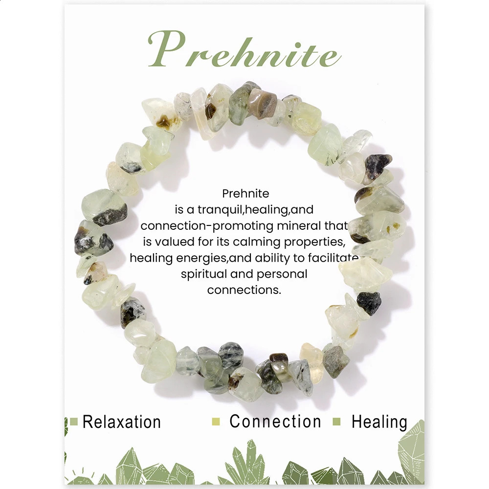 Irregular chip stone gravel bracelet with card natural card quartz amethyst bead bracelet mineral elastic bracelet 241018