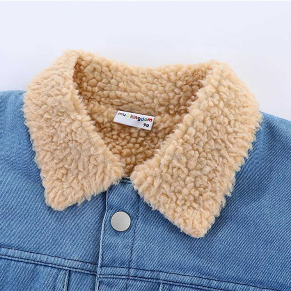 Mudkingdom heavyweight boys and girls denim jacket Sherpa lining boys winter jacket thick Chidren wool jacket girls clothing M241018