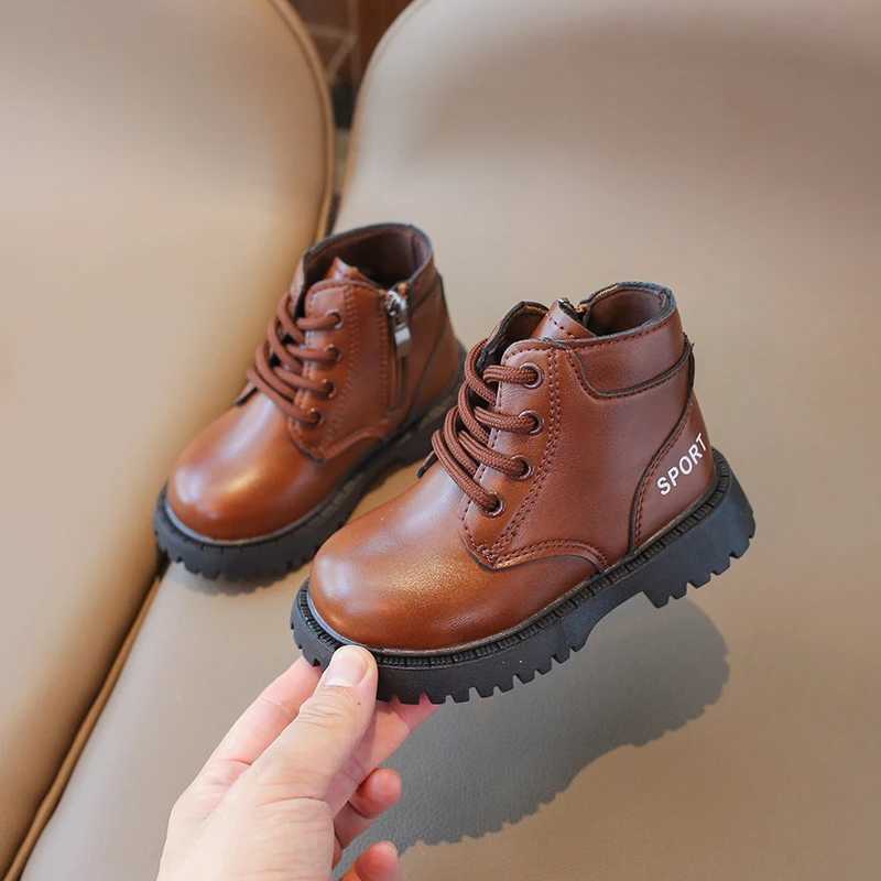 Boots Childrens Boot for Boy British Style Toddlers Black Brown Short Boots Non-slip Leather Kids Fashion Causal Girls Ankle Boots H241018