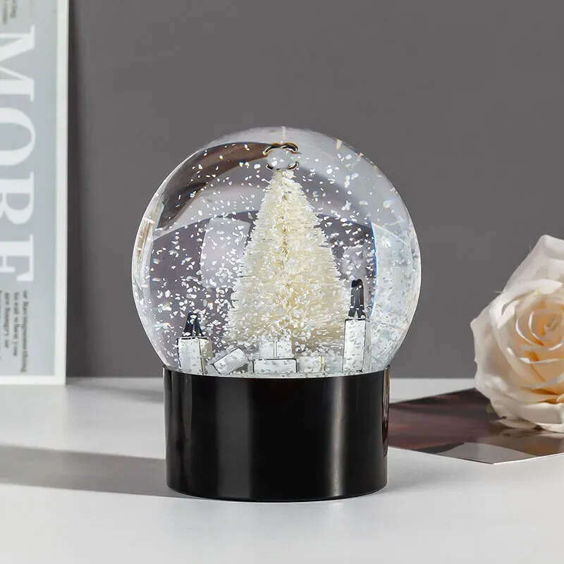 High-End Designer Globe Fashion Snow Letters Indoor Christmas Decorations Car Decoration Crystal Ball With Box For Valentine's Day Girlfriend Gif