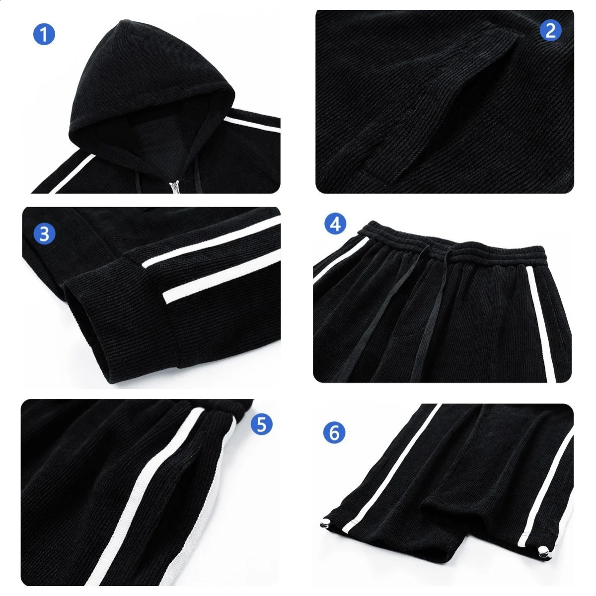 Autumn Corduroy Mens Tracksuits Sweatshirt Pants Set 2pics Hoodie Men Streetwear Jogger Suits Sport Jogging Loose Plus Size 8xl 241017