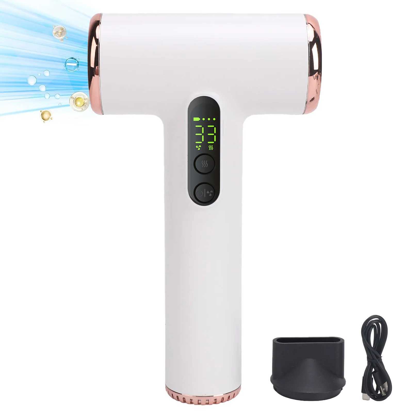 Compact hair dryer USB charging high-power 3-speed cordless hair dryer with digital screen suitable for outdoor women W241018