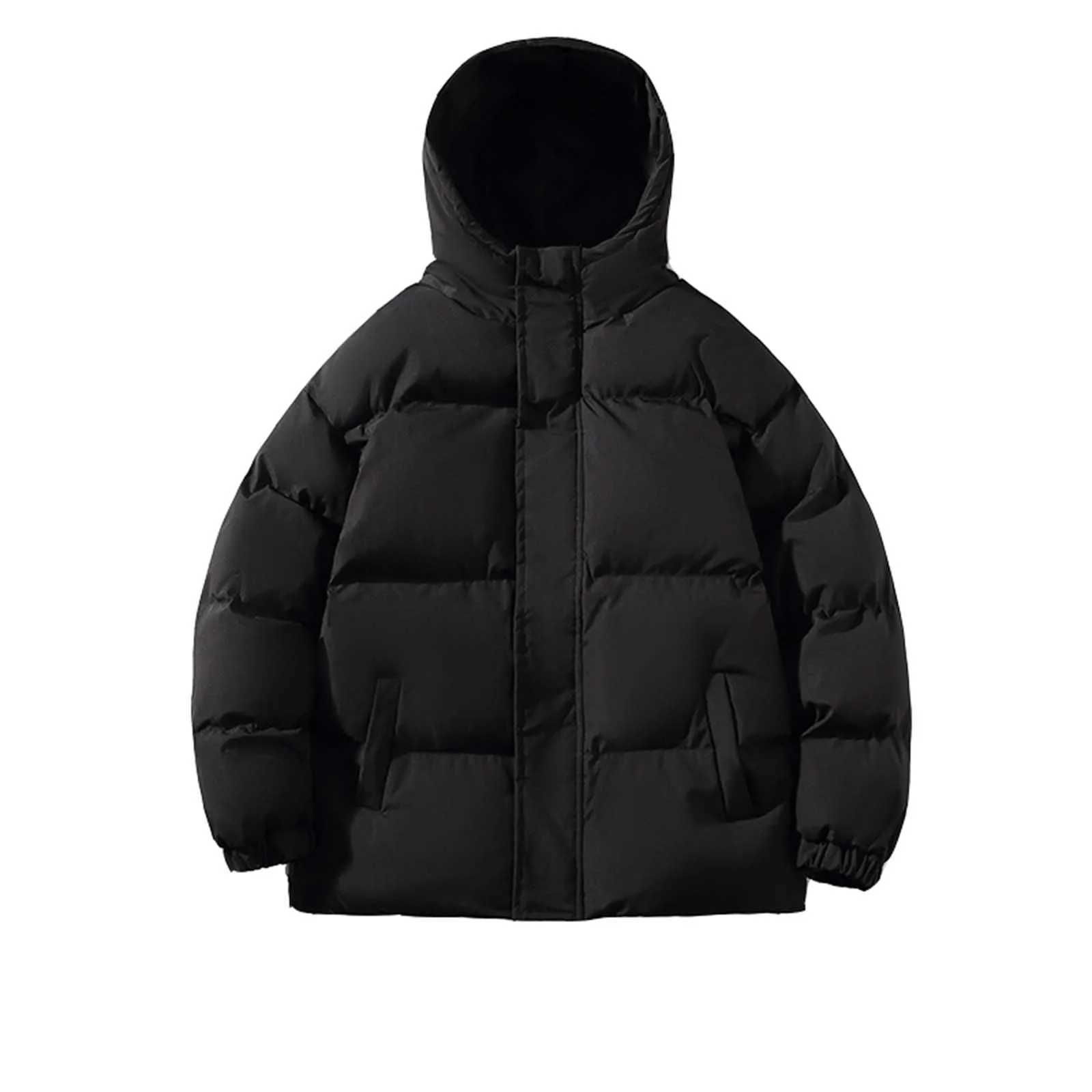 Winter MenS Pure Color Loose Jacket Youth Leisure Thickened Warm Fashion Jacket Men Windbreak Thick Warm Fleece Jacket LX241018