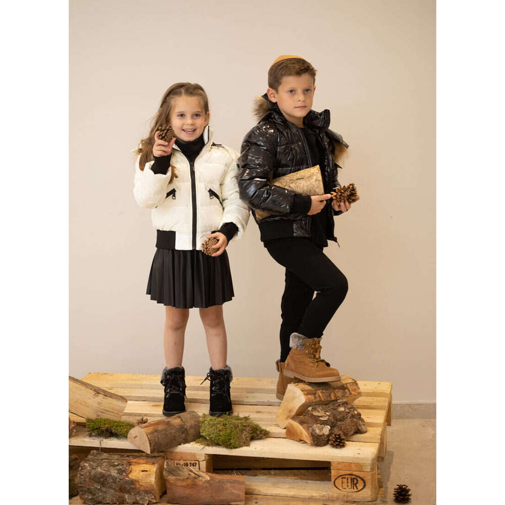 AS Winter Kids Down Jackets Bomber Design Coats With Nature Fur