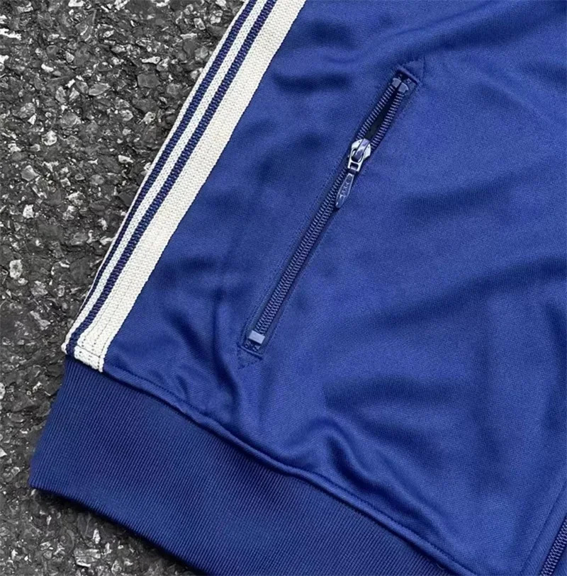 ss Butterfly Embroidery AWGE Blue Track Jacket Men Women Quality White Striped Oversized Casual Zipper Jackets 241018