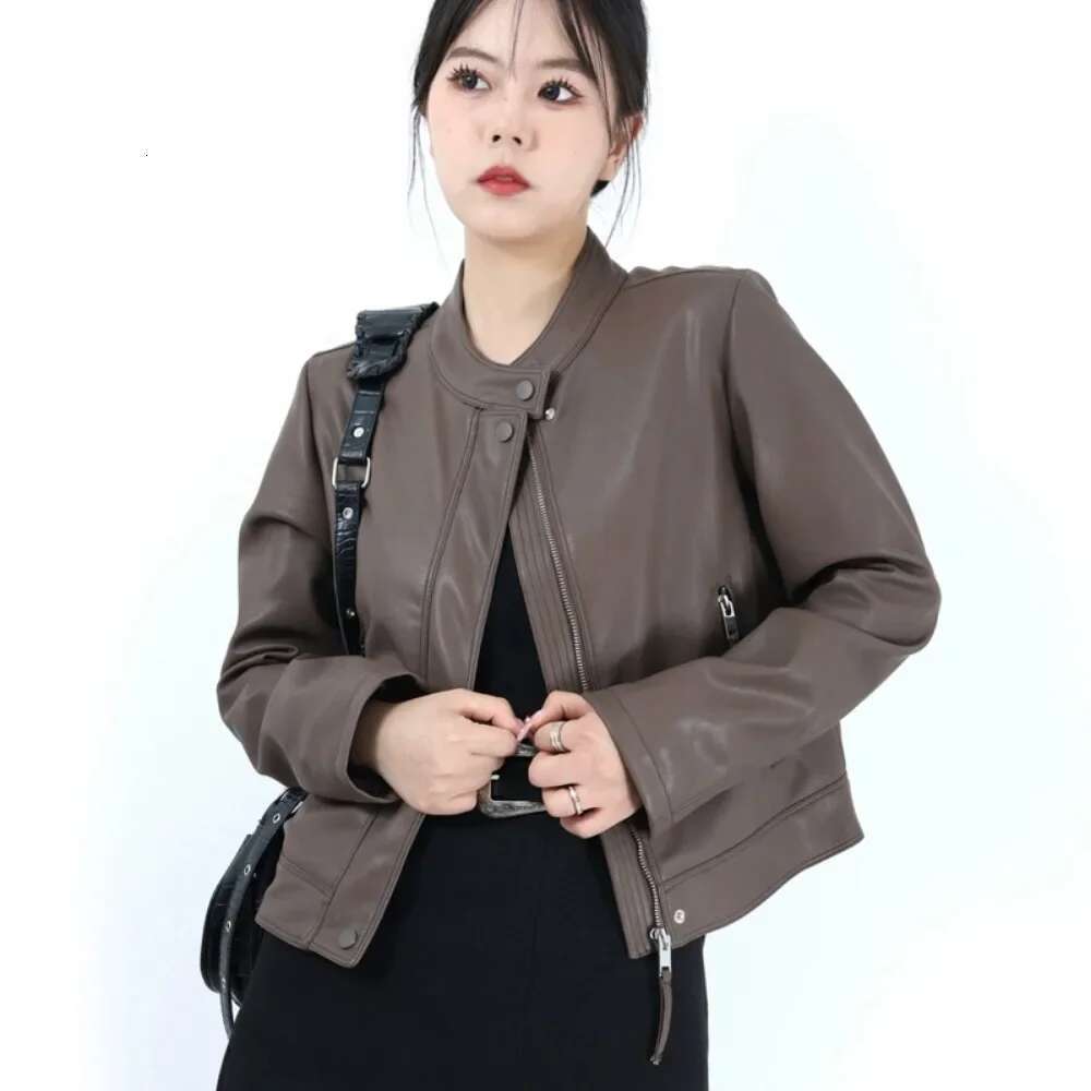 New Eco-Friendly Coat Female Short Casual Motorcycle Jacket Autumn PU Leather Blouse Simple Fashion