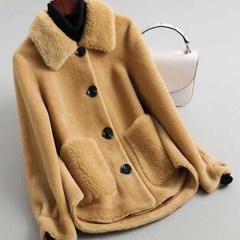 Women 2024 Autumn Winter Real Lamb Fur Coat Female Warm Natural Sheep Shearing Wool Jacket Ladies Single Breasted Outewear Y129X241018