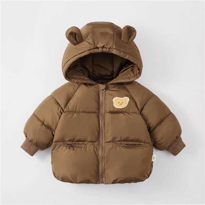 Childrens down cotton jacket winter thick warm jacket autumn boy and girl cartoon bear hooded snow jacket childrens clothing jacket M241018