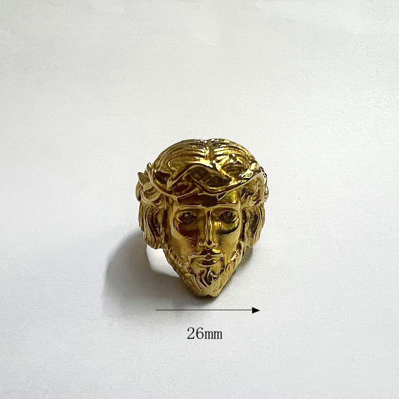 Jesus Face Casting Ring High Polished Titanium Steel 18k Gold Plated Jewelry