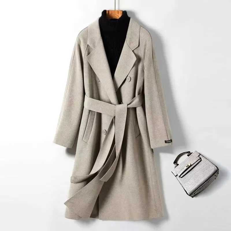 Autumn Winter New Woolen Coat Womens Slim Fit Cardigan Large Coat Women Long Sleeve Double Breasted Stand Collar Woolen CoatX241009