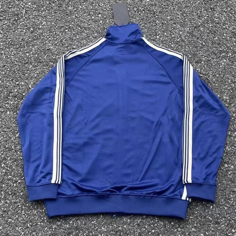 ss Butterfly Embroidery AWGE Blue Track Jacket Men Women Quality White Striped Oversized Casual Zipper Jackets 241018