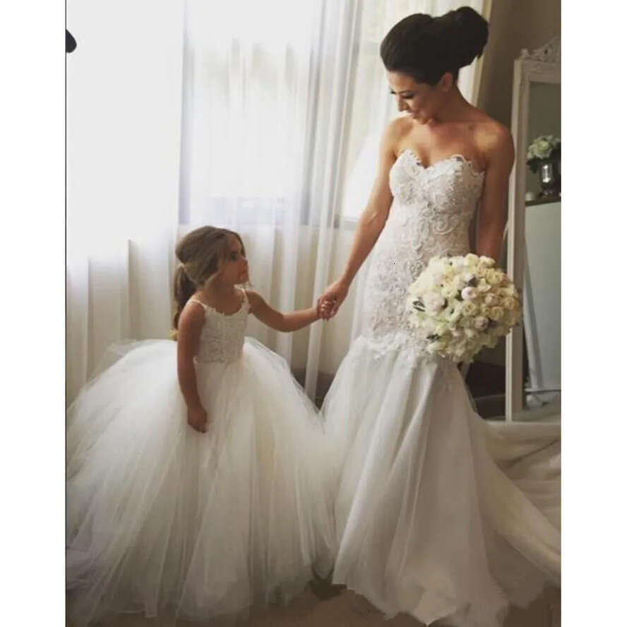 Girl Lovely White Wer Dresses Puffy Tulle First Communion Dress Girls Spaghetti For Wedding Formal Party Gown Bm0990 s mal