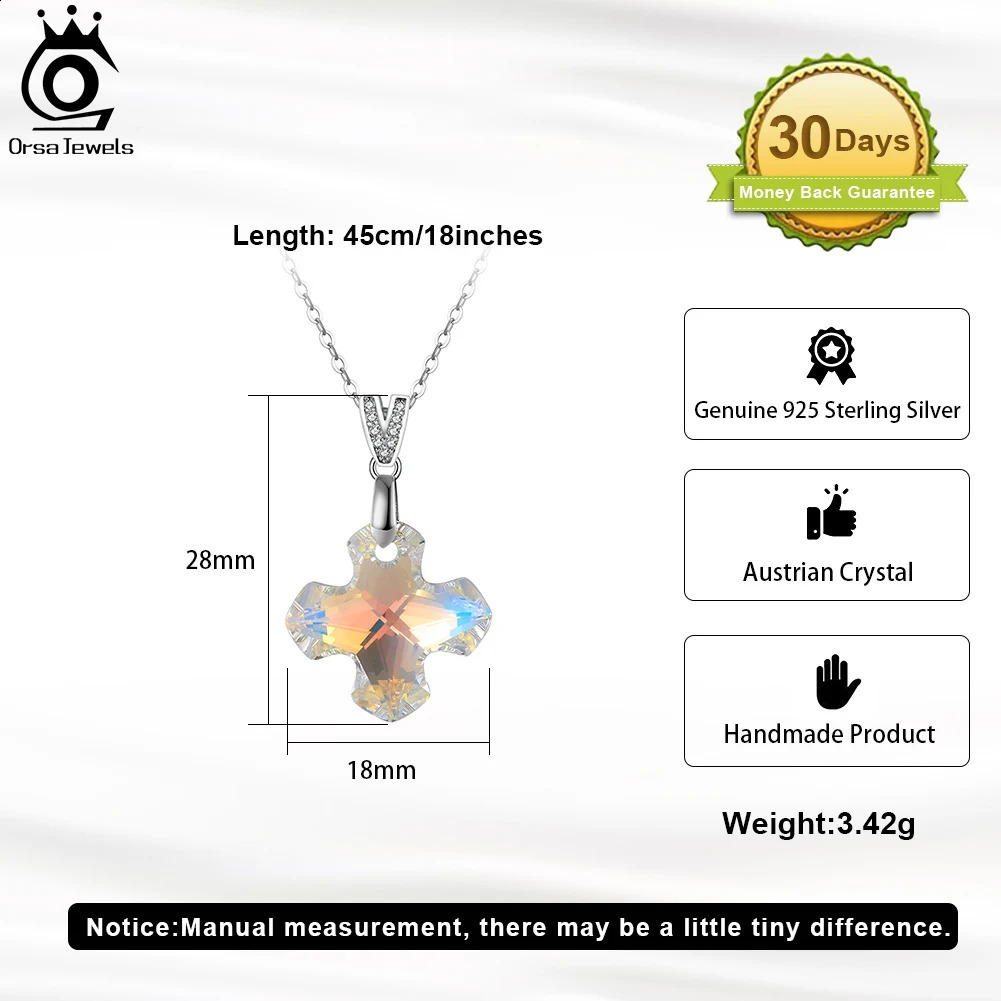 ORSA JEWELS pendant necklace suitable for women to participate in fashion jewelry 925 sterling silver Austrian crystal romantic chain SWN27 241018