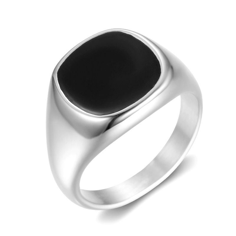 Hip Hop Simple Black Oil Drip Ring High Polished Stainless Steel 18k Gold Plated Men Jewelry