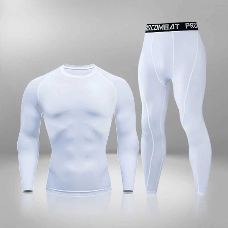Men's Thermal Underwear Gym Tight Training Clothing Exercise Slow Running Sports Set Fitness Mens Compression Heat Underwear Top Trouser Sportswe