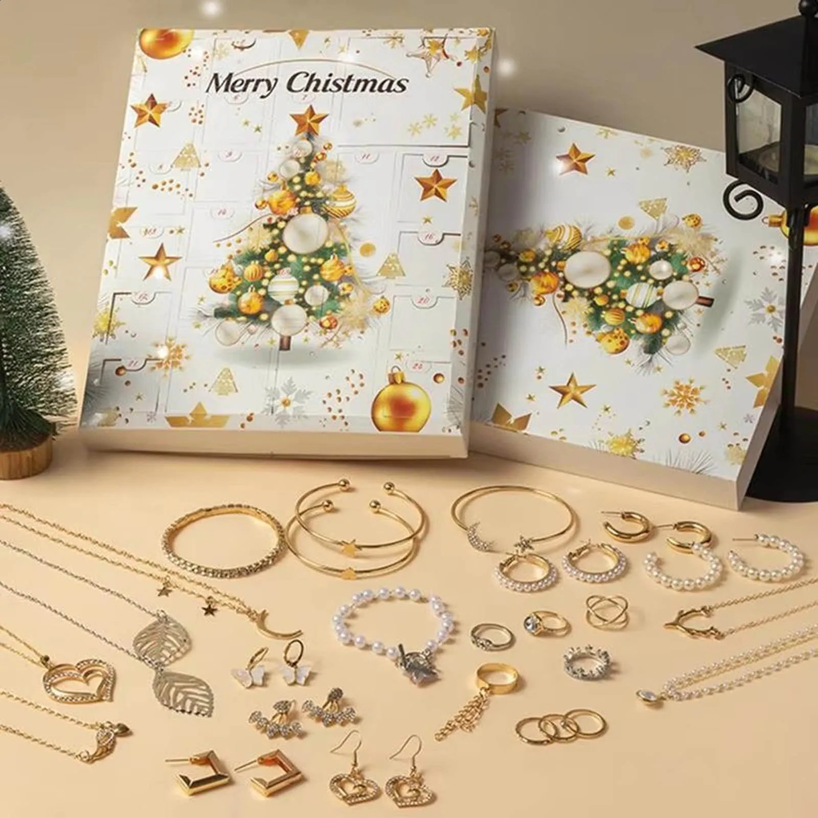 Christmas Jewelry Arrival Calendar 24 Day Countdown Christmas Calendar Fashion Earrings Necklace Ring Bracelet 241018