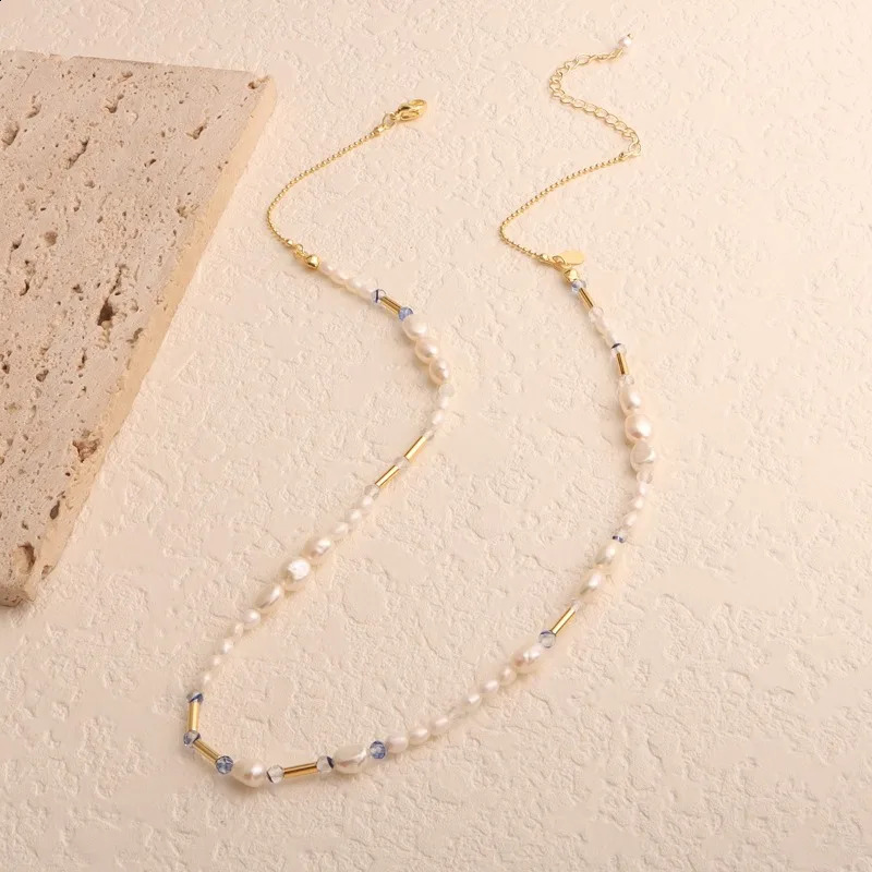Minar Bohemia Colored Crystal Natural Stone Freshwater Pearl Bead Necklace for Women 14K Real Gold Copper Necklace 241018
