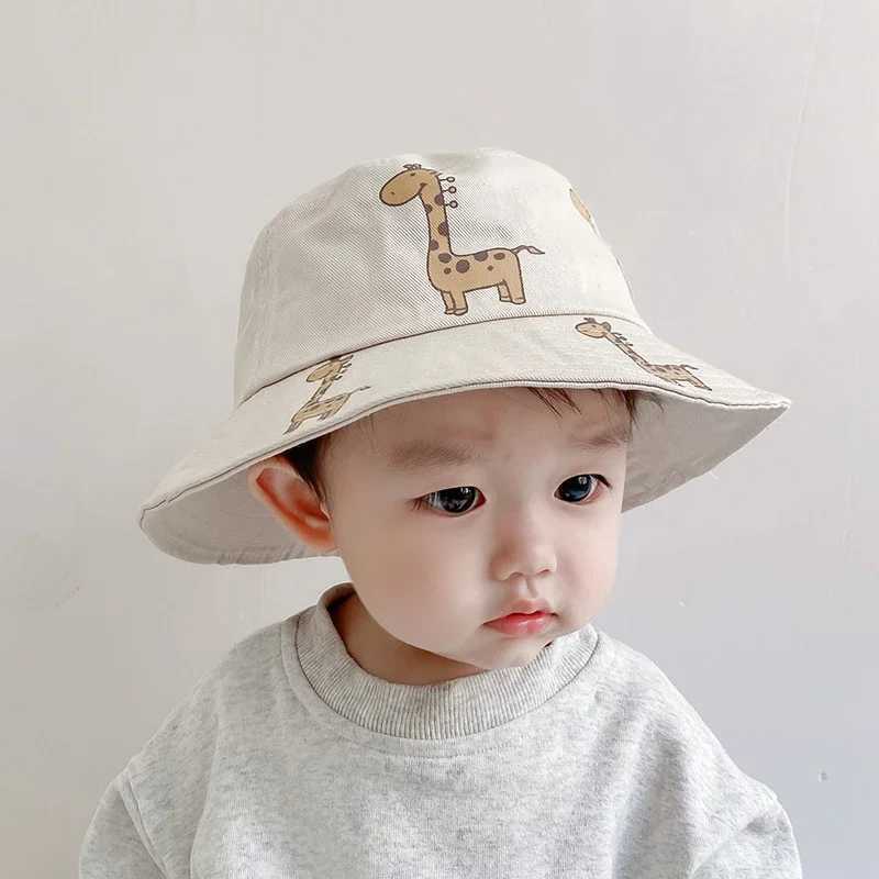 Summer Baby Bucket Hats Boys Girls UV Sunhat Kids Cotton Giraffe Beach Hat Children Outdoor Casual Panama Caps Child Accessories LX241018