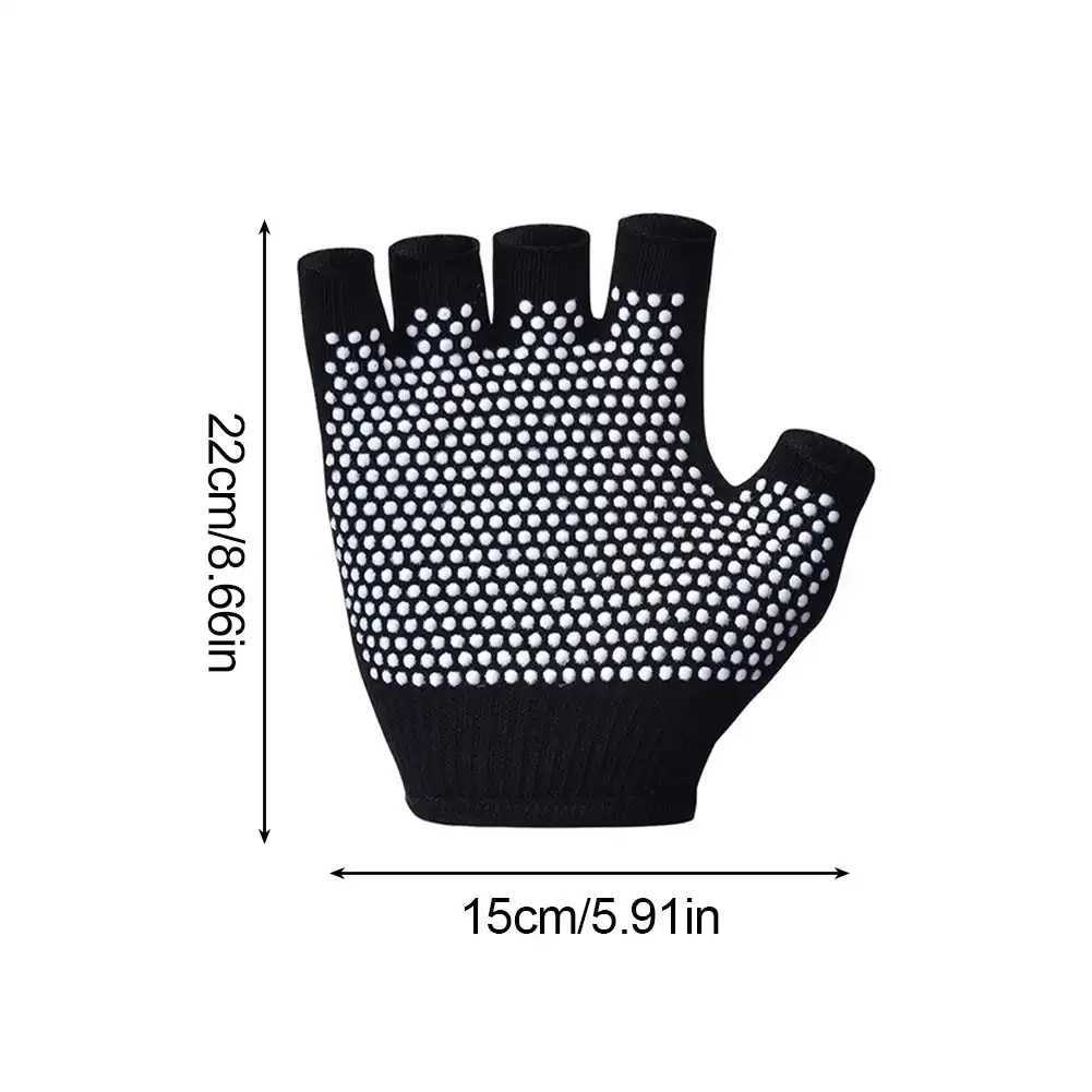 1 pair of female half finger naked yoga gloves anti slip and breathable fitness bike Pilates cotton multi-color Fa glovesW241018