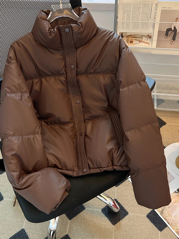 Womens Turtleneck Parka Jacket Coat Long Sleeve Overcoat Harajuku 90s Fashion Korean Thicken Warm Padded Vintage Winter 241018