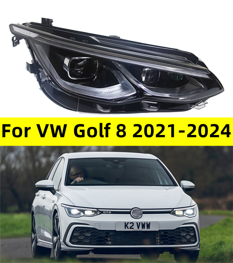 For VW Golf 8 20 21-2024 Headlight Assembly Upgrade LED Lens Headlight Daytime Running Light Golf 8 Auxiliary High Beam