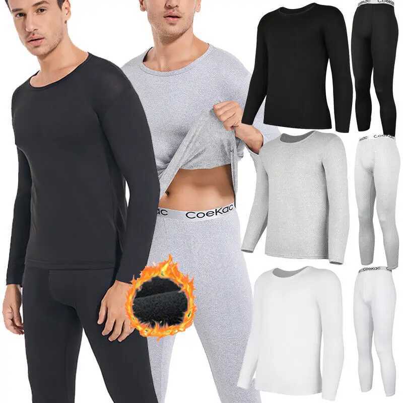 Men's Thermal Underwear Winter Mens Hot Underwear Set Flce lined Kp Warm Long Johns Top and Bottom Comfortable Hot Underwear Set Y241018UDG7