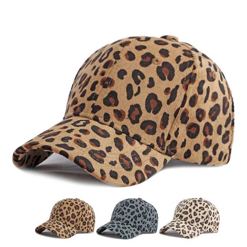 Leopard print hat for women autumn and winter corduroy baseball cap warm and sun protection sun hat duckbill cap hardtop forX241018