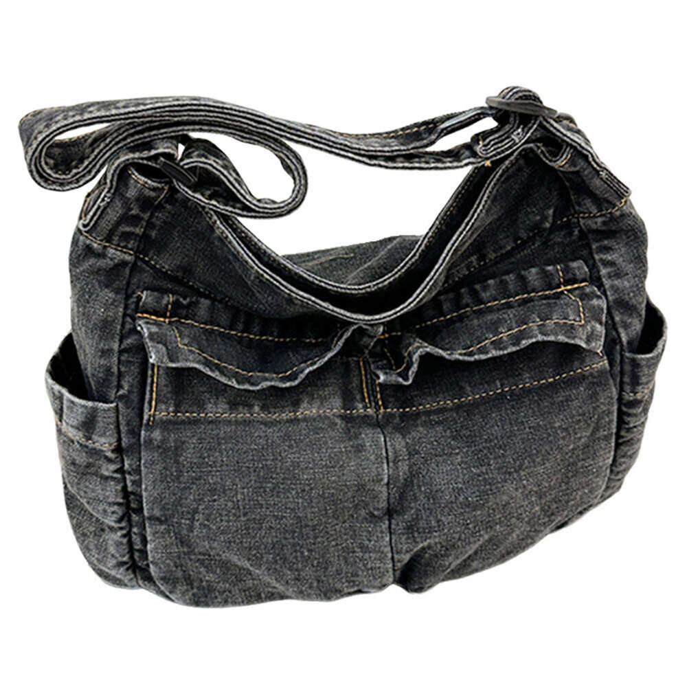 Large Satchel Women Casual Capacity Denim Vintage Messenger Adjustable Strap Daily Tote Multifunction Chic Hobo Bag