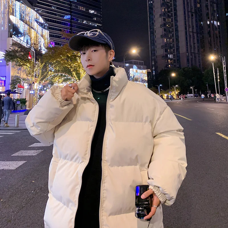 Street Clothing Winter Vintage Parkas Jacket Mens Solid Color Bubble Jacket Extra Large Warm Jacket Korean Fashion Puff Mens Jacket 241007