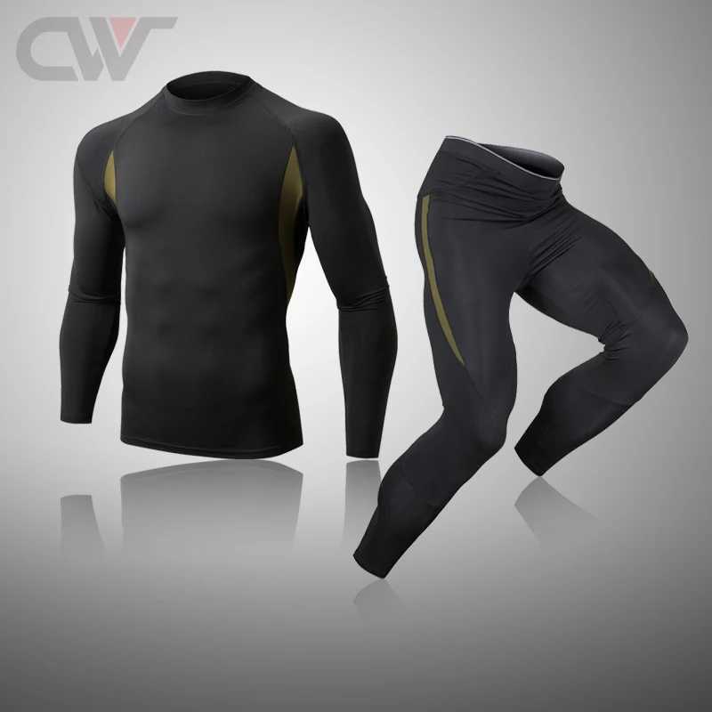 Men's Thermal Underwear Winter New Men Thermal Underwear Sets Compression Flce Sweat Quick Drying Sports Thermo Clothing Men Long Johns Leggings 