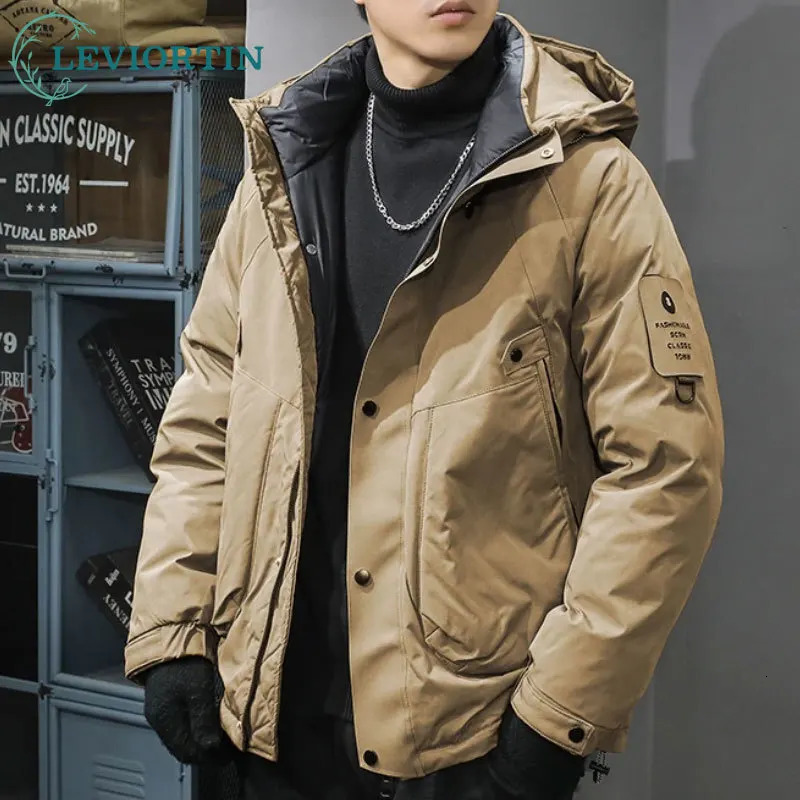 White Duck Down Three Proof Jacket Men Fall Winter Loose Thick Warm Coat Oudoor Trekking Ski Stormsuit Travel Windbreaker 241018
