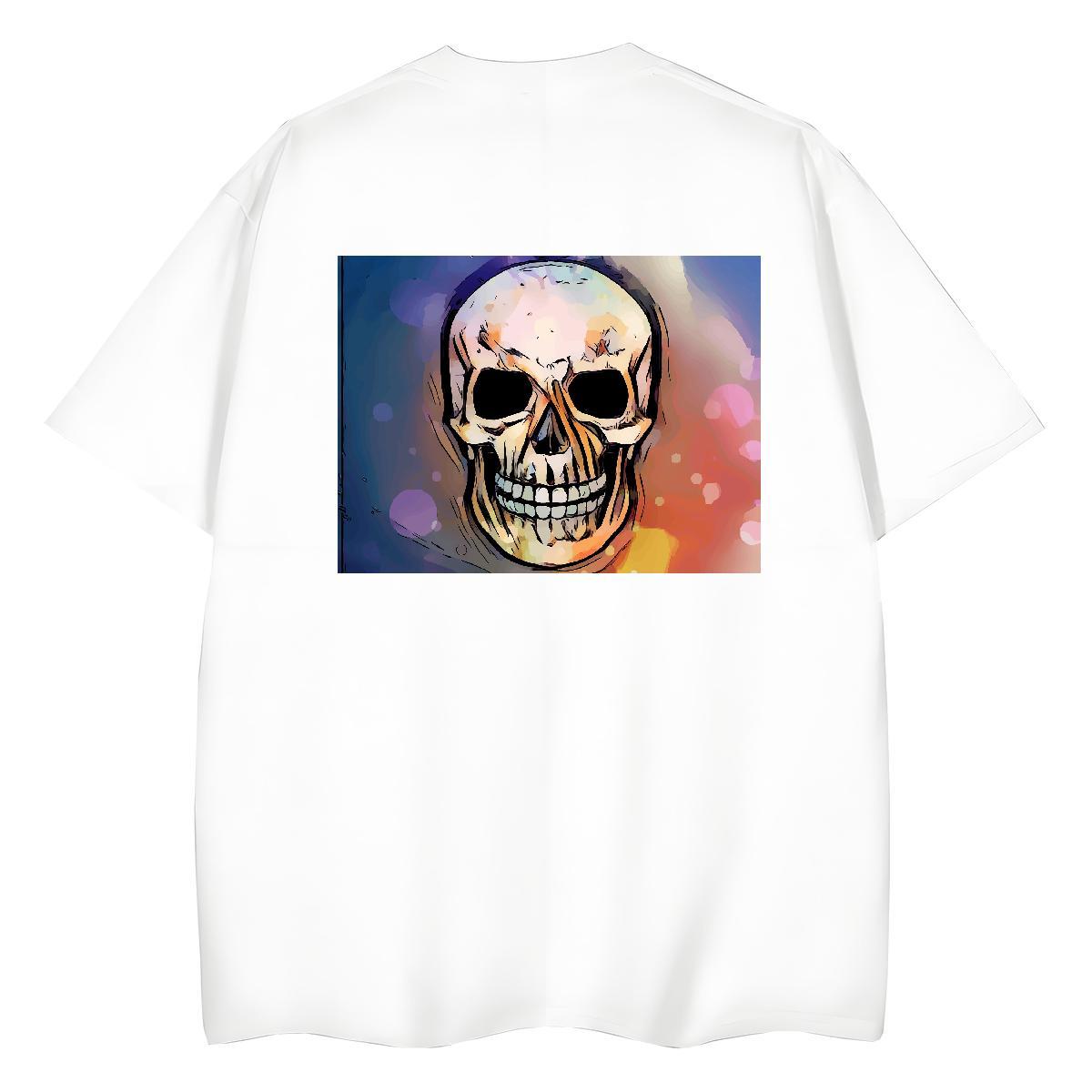 2024 T-Shirts 230g 100% Cotton Round Neck Short Sleeve Street Wear skull Woman Tshirt Loose Custom Printed Tops
