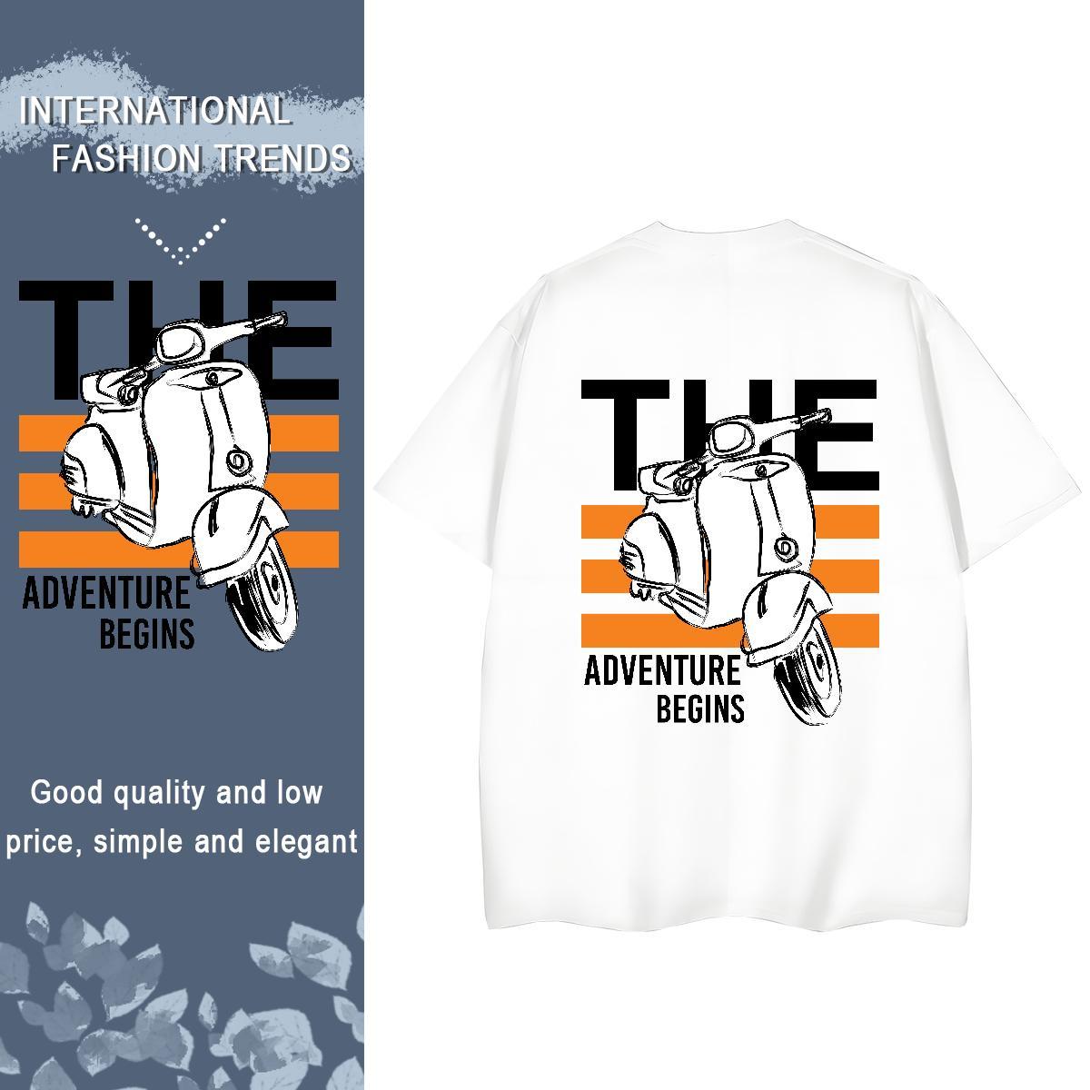 2024 DIY T-Shirts 230g 100% Cotton Round Neck Short Sleeve Sports Casual Motorcycle Couples T Shirts Female Custom Print Oversized Tee Shirt