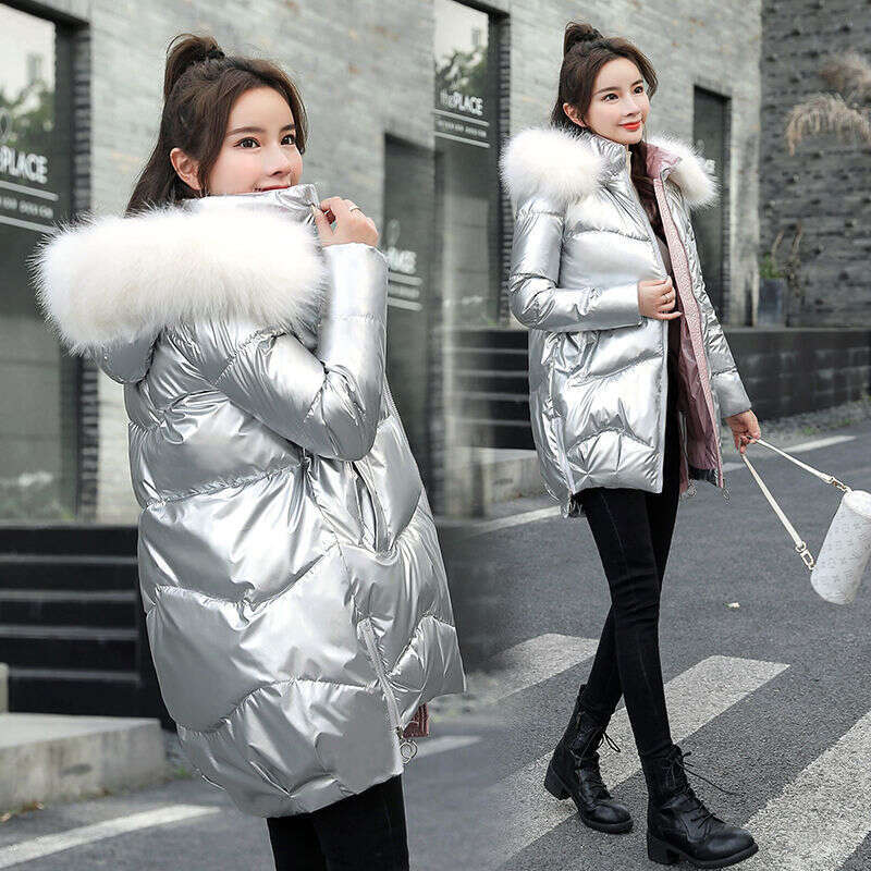 New Winter Parkas Women Glossy Down Hooded Parka Warm Female Cotton Padded Jacket Casual Outwear P985