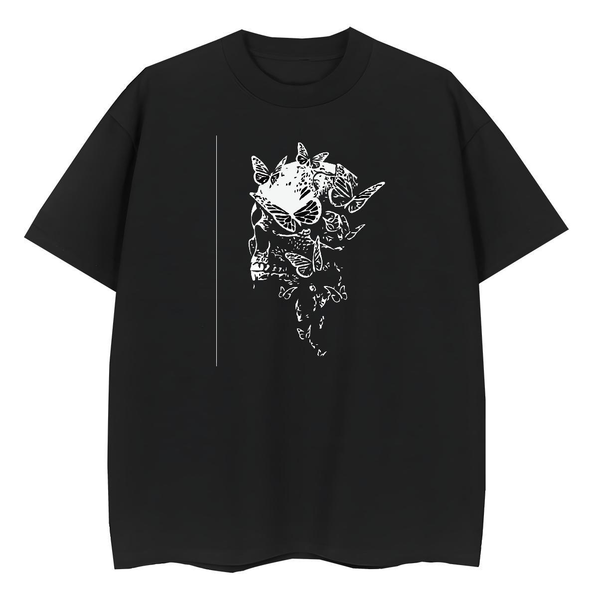 Fashion New Woman T Shirts 230g Pure Cotton O-Neck Short Sleeve Casual Beach skull Women Tshirts Unisex Cartoon Printing L-4XL Tees Shirts