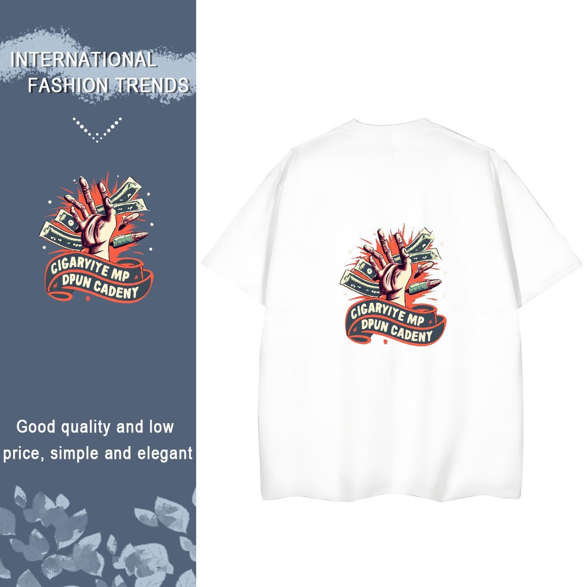 DIY Woman T Shirts 230g 100% Cotton O Neck Short Sleeves Spring Summer skull Couples T Shirts Loose fit DIY Anime Printed Tee Shirt