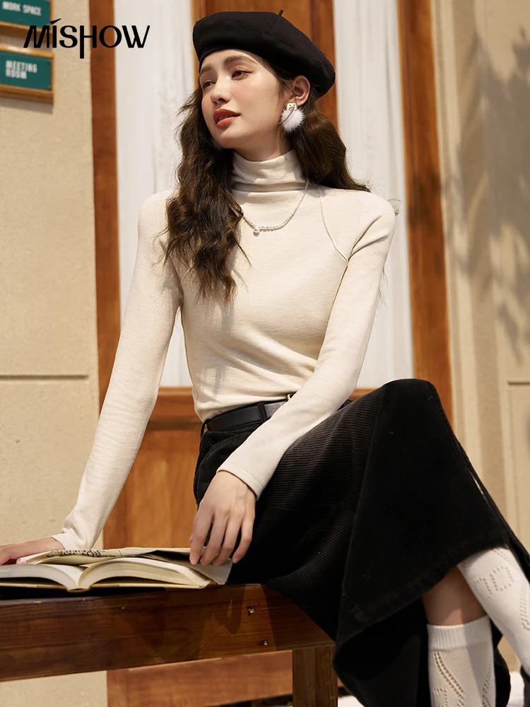 MISHOW Mock Neck Bottoming Shirt Long Sleeve Inner Tops for Women Autumn Winter Fashion Warm Slim Tshirt MXC58Z0290 241018