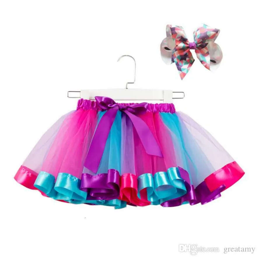 Mini Short Colors Rainbow Girls Dresses 2022 Plus Size Ruffles Puffy Tutu Skirts For Toddler Children Dance Party Holiday Wer Girl Dress Cg001