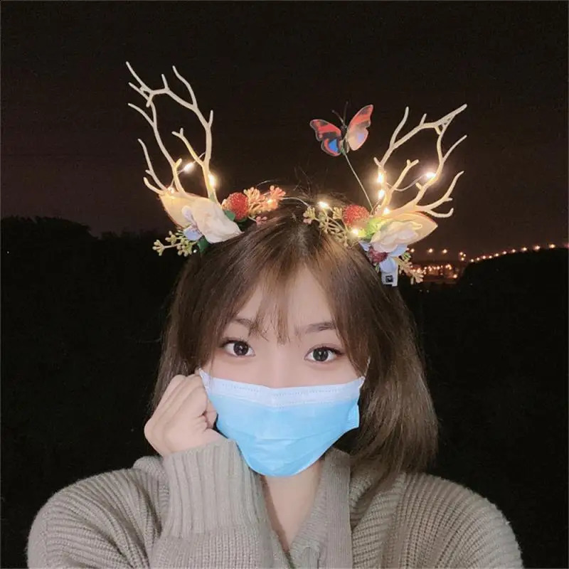 Christmas party reindeer antlers cute headband cosplay female antlers tree branches flower Christmas headband 241018