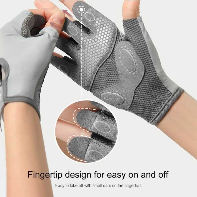 Bicycle Gloves Womens Fitness Gloves Gym Weightlifting Yoga Fitness Training Thin Breathable Half Finger GlovesW241018