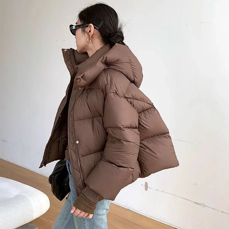 Down jacket womens highend winter fashion hooded thickened pufffeel bread 241018