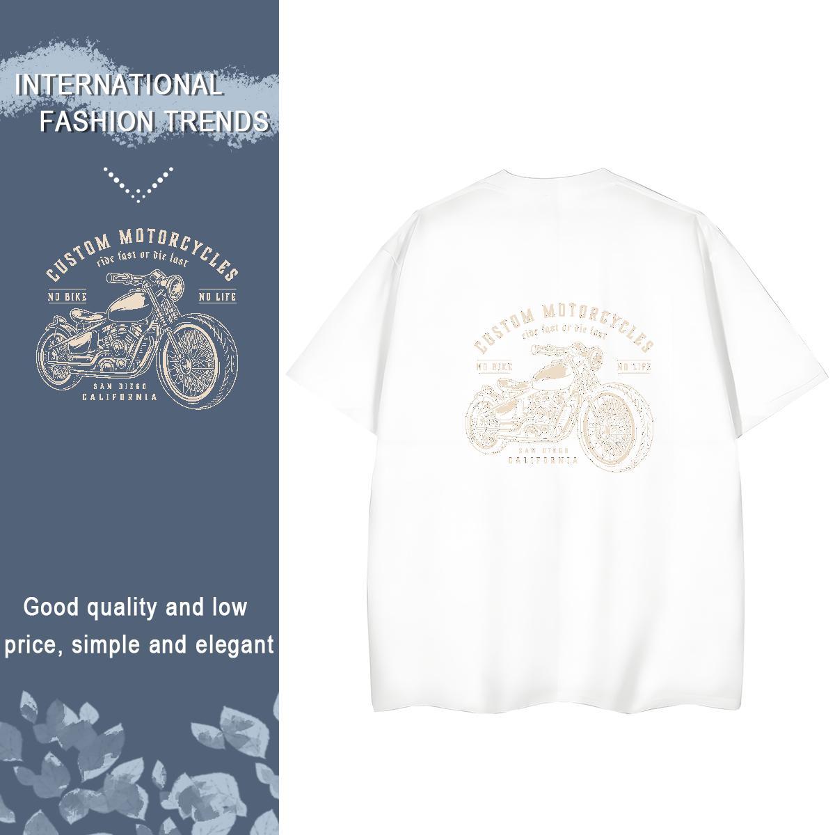 2024 T shirt 230g 100% Cotton O-Neck Short Sleeve Summer Casual Motorcycle Couples T Shirts Lady Plus Size Cartoon Tops