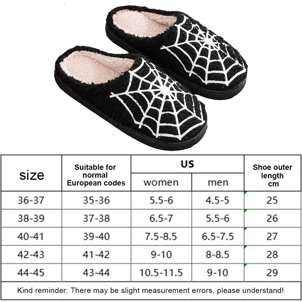 Halloween spider web pattern horror plush slider shoes for women comfortable fur spider web indoor slider Christmas gift241018bj