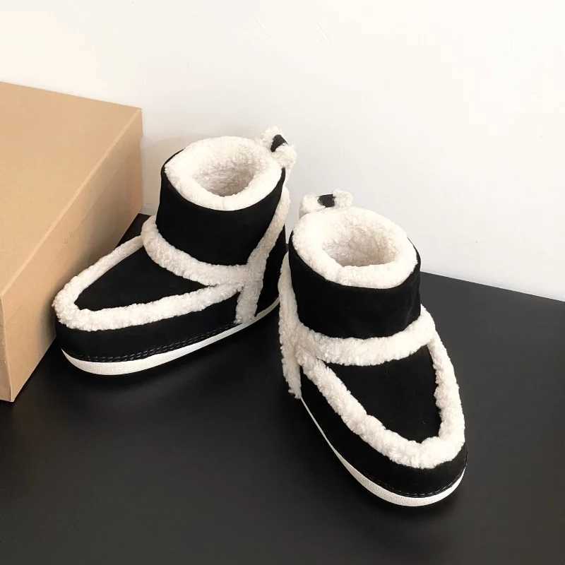 Boots 24 womens snow boots height increase insulated leather and wool thick casual ugly and cute short boots H241018