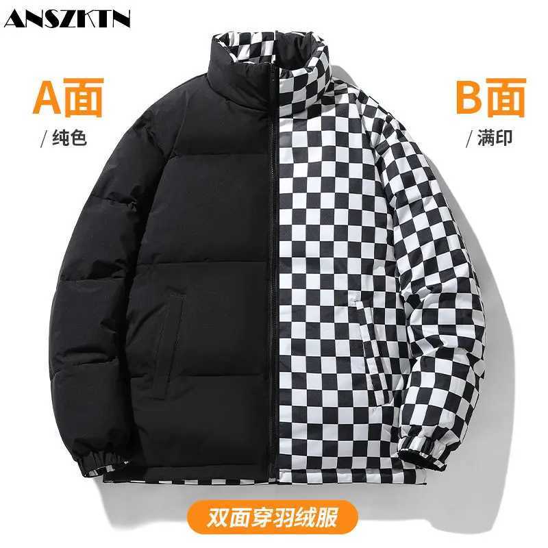 ANSZKTN Mens short new two open trend winter new double-sided wear coat large size couple cotton jacket down jacket LX241018