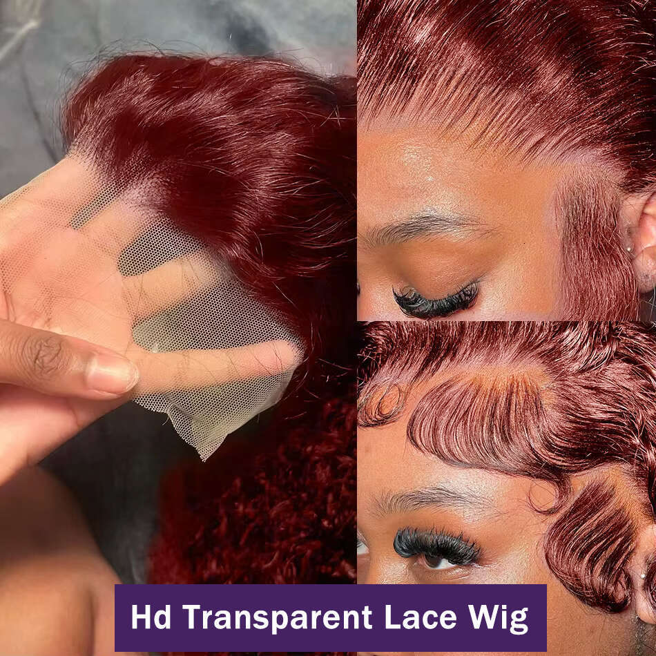 Wigirl HD 36 inch Reddish Brown Water Curly 13x4 Frontal Wigs Colored Deep Wave 13x6 Lace Front Human Hair wig For Women